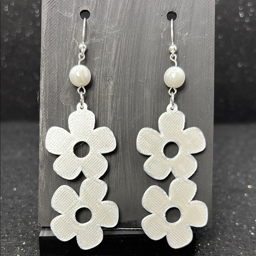White Floral Drop Earrings